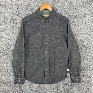 Roark Revival Shirt Mens Medium Gray Chambray Button Down Long Sleeve Casual